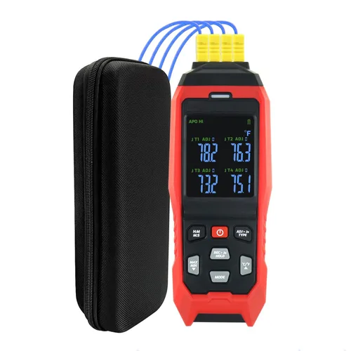 Vista 9 de Termómetro de Termopar Termómetro Digital Tipo K con 4 Termocuplas, Rango de Medición -328~2500℉ Medidor de Temperatura HVAC de Doble Canal