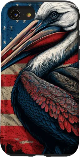 Vista 18 de Funda para iPhone 16 Pelican Bird Patriotic Vintage American Flag Pelícano