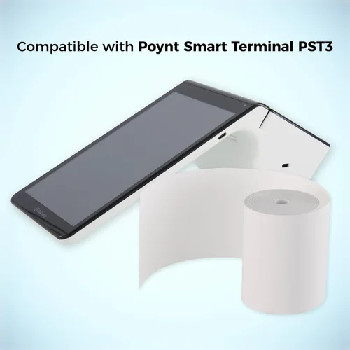 Vista 4 de Rollos de recibo de papel térmico sin núcleo de 2 1/4" x 72 pies para Poynt C Smart Terminal V3.0, 25 rollos/caja