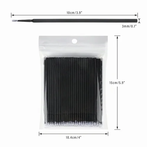 Vista 2 de G2PLUS Micro Hisopos - 100 piezas Hisopos de Algodón para Maquillaje, Aplicadores Desechables Negros Cepillo para Uñas, Delineador de Ojos