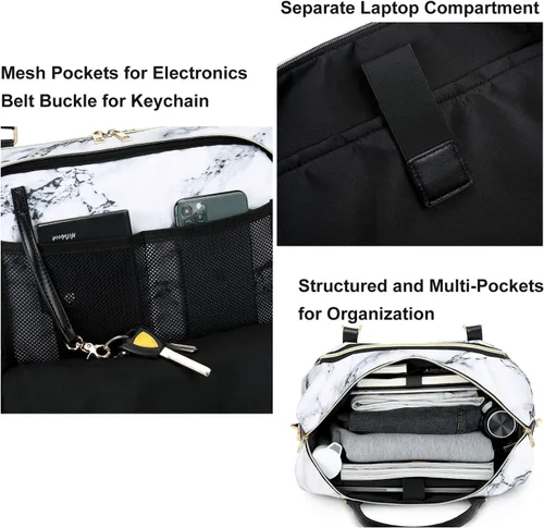 Vista 26 de CAMTOP - Bolsa de viaje de fin de semana para mujer, bolsa de lona con espacio para laptop de15.6 pulgadas