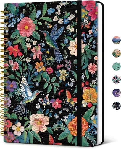 Vista 25 de Taja Cuaderno de Diario en Espiral con Líneas para Mujeres, A5 Lindo Cuaderno de Tapa Dura con Rayas Universitarias para Trabajo y Toma de Notas