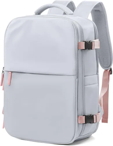 Vista 21 de Mochila de viaje grande al vacío con bomba,Mochilas para laptop para mujeres y hombres,Mochila de transporte,Bolsa de viaje para artículos Beige