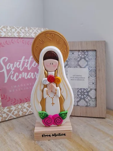 Vista 3 de virgen de Rosa Mistica Estatua, estatuilla milagrosa De la Rosa Mistica.