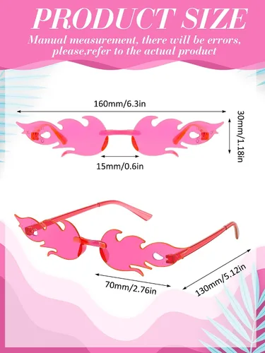 Vista 2 de Dunzy 12 Pairs Fire Flame Sunglasses for Women Retro Wave Rimless Flame Shaped Wave Fire Y2K Glasses Frameless Eyewear
