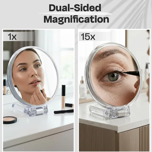 Vista 2 de Danielle Espejo de maquillaje plegable de aumento 15X, acrílico