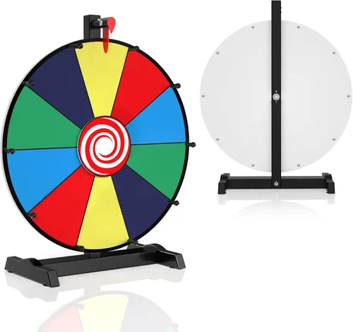Vista 6 de Rueda giratoria de premios de 12 pulgadas, 10 ranuras de mesa, rueda de ruleta base resistente para carnaval, feria, ganar juegos de Fortune Spin