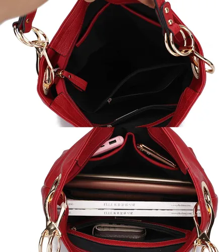 Vista 13 de MKF Collection Mia K - Bolso Hobo para mujer, de piel vegana, bolso de hombro holgado, bolso con asa superior