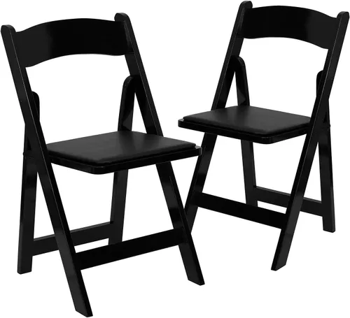 Vista 13 de HERCULES™ silla plegable de madera blanca, con asiento acolchado, Vidrio, Negro