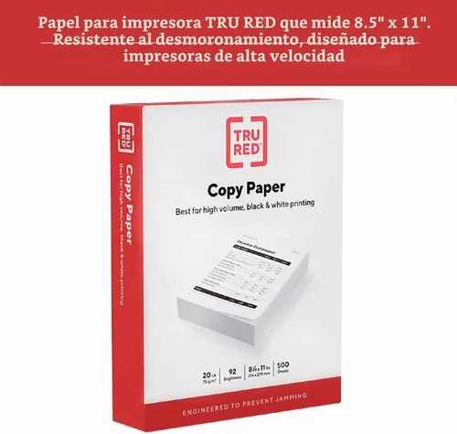 Vista 8 de Staples TRU RED - Papel para impresora de 8.5 x 11 pulgadas, diseñado para impresoras de alta velocidad, brillo 92, color blanco (500 hojas/resma)