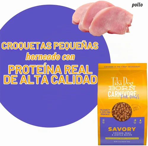 Vista 6 de Tiki Dog Born Carnivore - Alimento seco para perros, pollo, guisantes y lentejas, bolsa de 3.5 libras