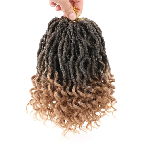 Vista 35 de Leeven 7 Paquetes Cabello Crochet Faux Locs con Puntas Rizadas 10 Pulgadas Pre-enrollado Goddess Locs Trenzas Crochet Cabello 84 Hebras Negro