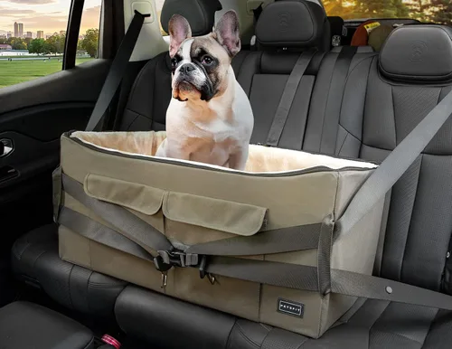 Vista 9 de Petsfit Asiento de automóvil para perros pequeños, asiento elevador de automóvil de viaje para mascotas con cinturón de seguridad, cojín lavable