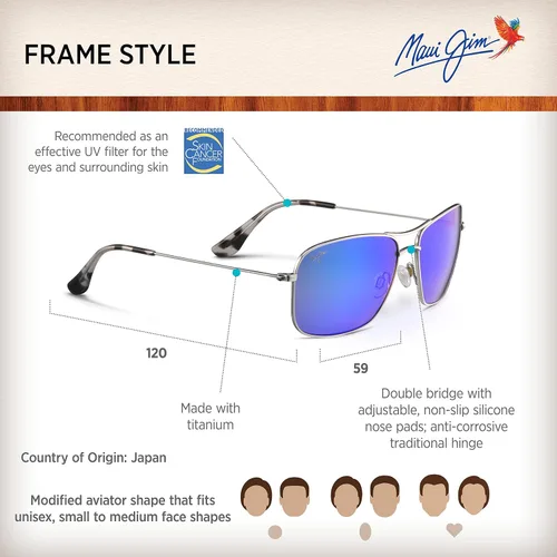Vista 6 de Maui Jim Gafas de sol Wiki Wiki polarizadas aviador para hombre y mujer