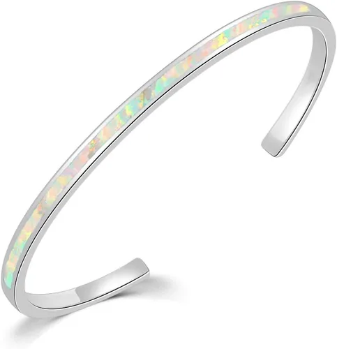 Vista 11 de CiNily Pulsera de ópalo para mujer, chapada en oro, hipoalergénica, con piedras preciosas abiertas