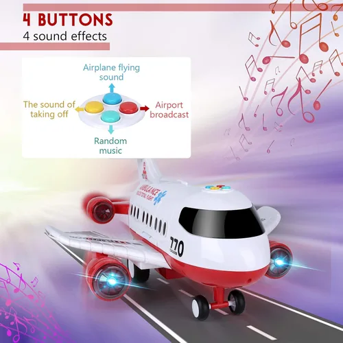 Vista 4 de Avión de juguete para niños de 15 pulgadas, grande con luz y sonido para niños de 3, 4, 5, 6, 7 años, ambulancia, avión, vehículo de juguete