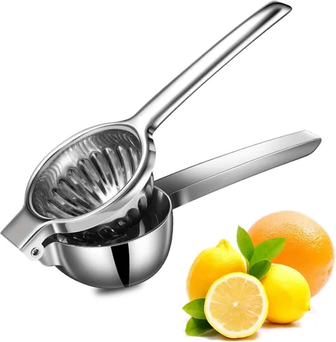 Vista 8 de TEZZ Exprimidor de Limón Extra Grande Mejorado, Exprimidor de Naranja Manual de Servicio Pesado con Tazón de Filtro Extra Grande de 3.47'', Plateado