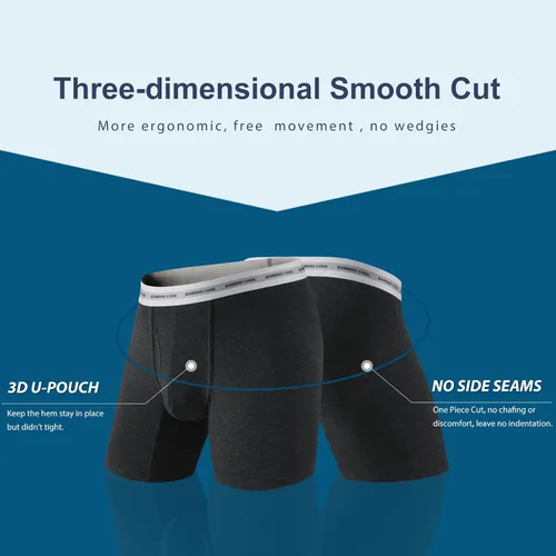 Vista 5 de BAMBOO COOL Men's Underwear Boxer Briefs 4 Pack Breathable Soft Underwear For Men