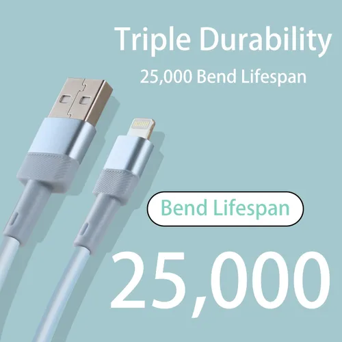 Vista 3 de Cable USB A a Lightning: 6 pies, paquete de 3 cables de carga rápida TPE para iPhone 14 Pro Max/13 Pro Max/12Pro/11 Pro Max/XS/XR/8/7/6S Plus iPad