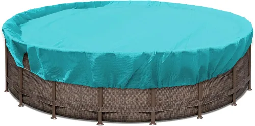 Vista 14 de SunnyRoyal Cubierta de piscina para piscinas sobre el suelo, cubierta redonda de invierno de 10 pies para piscinas de 6 pies, cubierta de seguridad