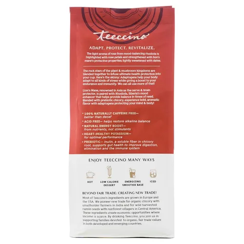 Vista 6 de Teeccino Lion’s Mane Rhodiola Café alternativo de setas adaptogénicas - Rosa - Café de setas herbal con sabor a mane de león y rhodiola, tostado