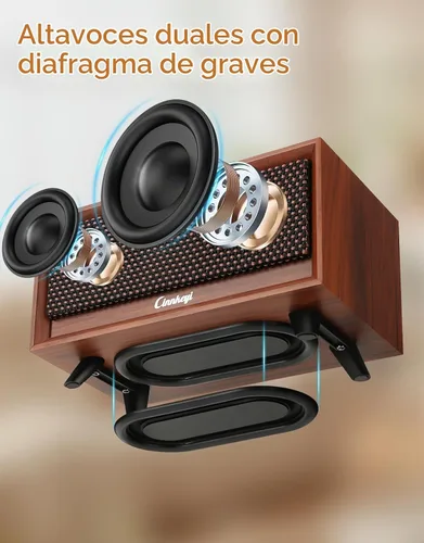 Vista 2 de Altavoces de madera para computadora con barra de sonido para PC, alimentados por USB, entrada de línea, Bluetooth, 3 modos, entrada USB, barra
