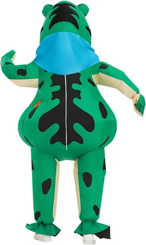 Vista 4 de Disfraz inflable de rana para adultos, disfraz de rana animal para cosplay, disfraz inflable de Halloween, divertido overol de fiesta