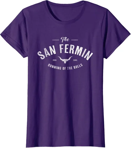 Vista 14 de The Running of the Bulls" - Pamplona Gift - Camiseta San Fermin, Rojo, S Asfalto