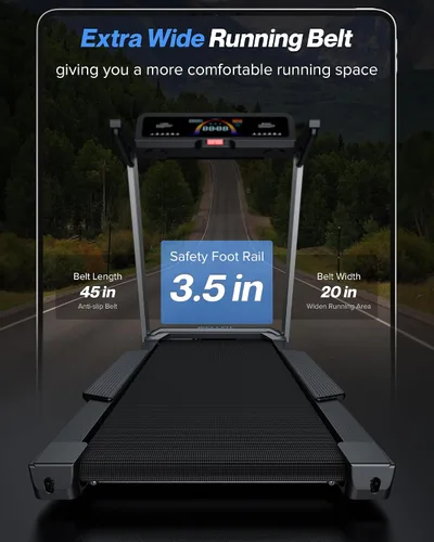 Vista 4 de WELLFIT Cinta de correr para el hogar, cinta de correr resistente con 2 niveles de inclinación con sensor de pulso, 4.0 HP, 10 MPH, capacidad de 450