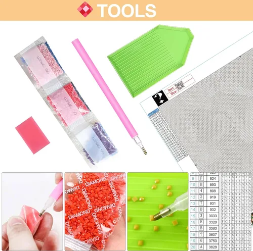 Vista 4 de LOMSIOY Kits de pintura de diamantes misteriosos 5D DIY Pintura al azar animal con diamantes Arte misterioso cuadrado completo taladro, bordado