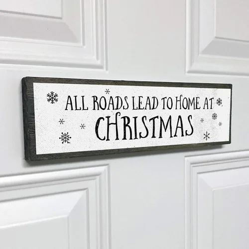 Vista 8 de Letreros de madera de Navidad (medianos, madera y metal, todos los caminos conducen al hogar)