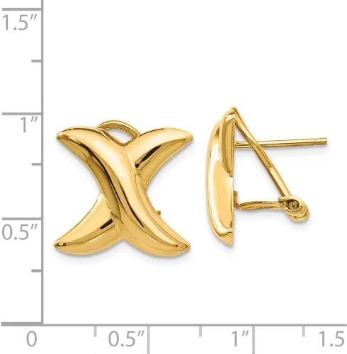 Vista 3 de Pendientes de oro amarillo macizo de 14 quilates pulido X Omega, Oro amarillo