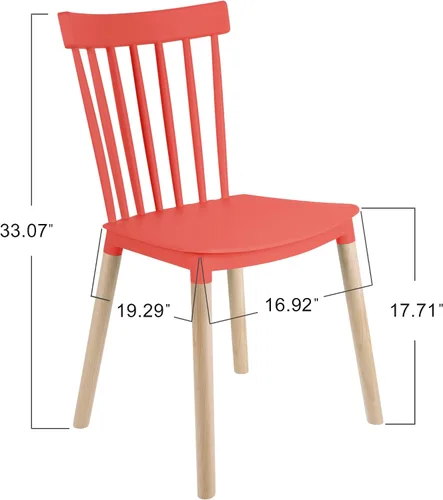 Vista 3 de DSW - Sillas de comedor de plástico modernas sin brazos con patas de madera para estar, dormitorio, cocina, comedor, sala de espera, restaurantes