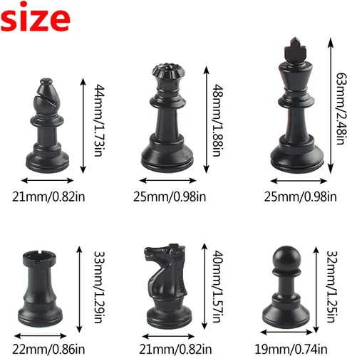 Vista 3 de Andux Juego de Ajedrez Piezas de Ajedrez y Tablero Rollable QPXQ-01 (Negro, 13.8x13.8 in)