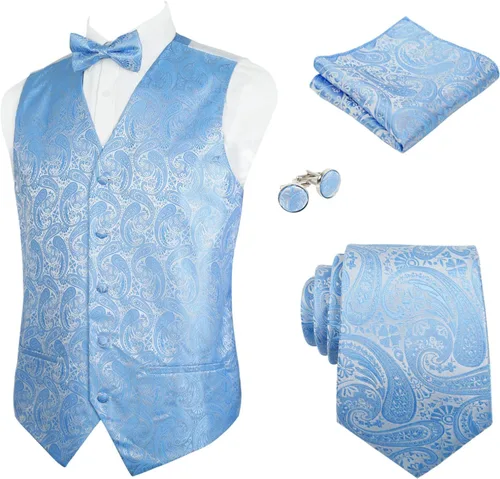 Vista 23 de Alizeal Conjunto de 4 piezas de chaleco floral con lazo y bolsillo cuadrado 185-champán