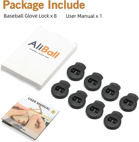 Vista 7 de AliBall Candados para Guantes, Candados de Cordón para Guante de Béisbol, 8 Piezas, Nunca Más Necesitarás Hacer Nudos, Alta Elasticidad, Hechos