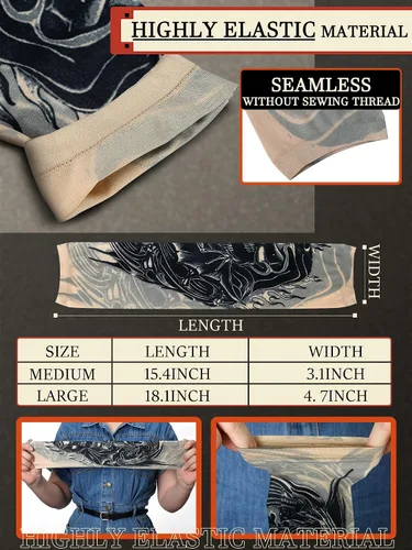 Vista 24 de Boao 20 piezas de mangas de brazo de enfriamiento para hombre, manga larga sin dedos, antideslizante, protección UV, mangas temporales para tatuajes