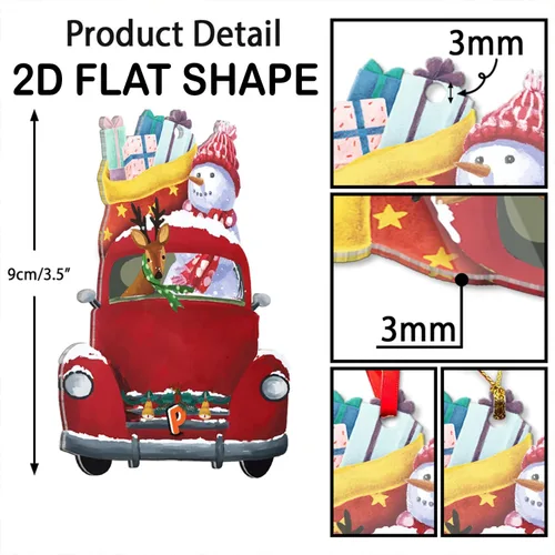 Vista 5 de Adorno de Árbol de Navidad Personalizado, Adorno de Forma Plana con Foto Personalizada, Adornos Acrílicos Planos 2D, Adornos Acrílicos con Foto