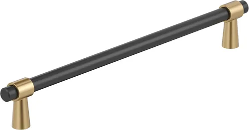 Vista 32 de Amerock BP37385FBG10 Mango de gabinete negro mate/níquel satinado Mango de gabinete de 3 pulgadas (76 mm) de centro a centro Mergence