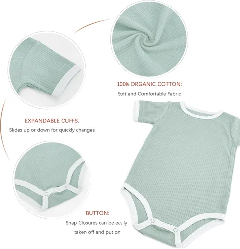 Vista 3 de Jimonda Mameluco para bebé, niñas y niños, ropa de bebé neutra de género, algodón orgánico, paquete de 2