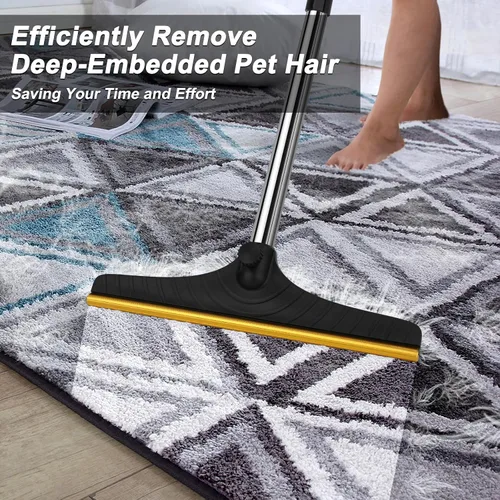 Vista 3 de Rastrillo de alfombra B-Land para depilación de mascotas, escoba raspadora de alfombras reutilizable Pet Hair Remover with 60” Adjustable Long