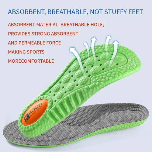 Vista 4 de Plantillas de zapatos para hombres y mujeres, plantillas de espuma viscoelástica, cómodas plantillas de zapatos deportivos para absorción de golpes