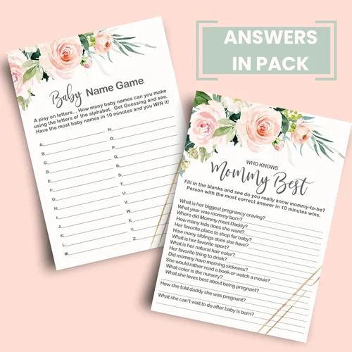 Vista 5 de Graceful - Juegos florales para baby shower, 25 cada uno, adivina el precio correcto, Baby Shower Word Scramble, Baby Name Race y Who Knows Mommy