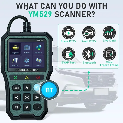 Vista 5 de AMTIFO Herramienta de diagnóstico Bluetooth con escáner OBD2, compatible con iOS/Android, datos en tiempo real, probador de batería, Plug and Play