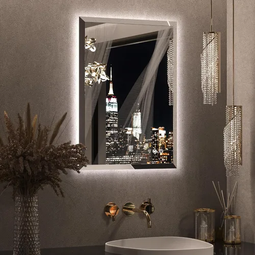Vista 14 de Keonjinn - Espejo de 48x30 pulg retroiluminado LED para baño/tocador, luz de 3 colores ajustables blanca/cálida/natural, lúmenes altos, montaje