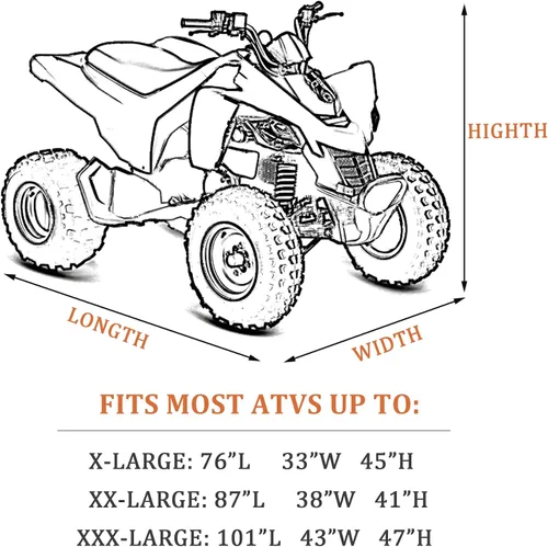 Vista 6 de Cubierta Softclub ATV para Todo Tipo de Clima Protección al Aire Libre, Oxford Resistente 420D Impermeable, Cubierta para Quad Bicicleta ATV, XL 76