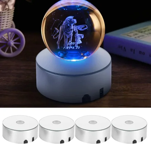 Vista 5 de 4 bases de luz, multicolor cambiante, base de exhibición de luz USB, soporte de exhibición con interruptor táctil sensible para cristal 3D, bola