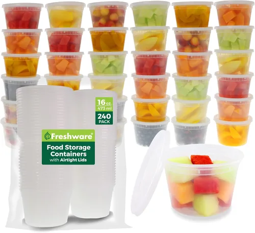 Vista 9 de Freshware Contenedores de Almacenamiento de Alimentos [Set de 36] Contenedores Deli de Plástico de 16 oz con Tapas, Slime, Sopa, Contenedor