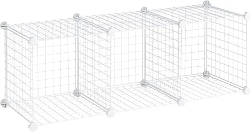 Vista 8 de Rubbermaid Juego de 3 cubos apilables de alambre de almacenamiento, fácil de montar, color blanco para armario/estantería/juguetes, organizador