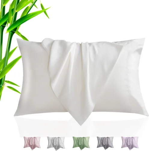 Vista 39 de Fundas de almohada tamaño estándar paquete de 2, fundas de almohada de rayón de bambú refrescantes con cierre de sobre, fundas de almohada frescas